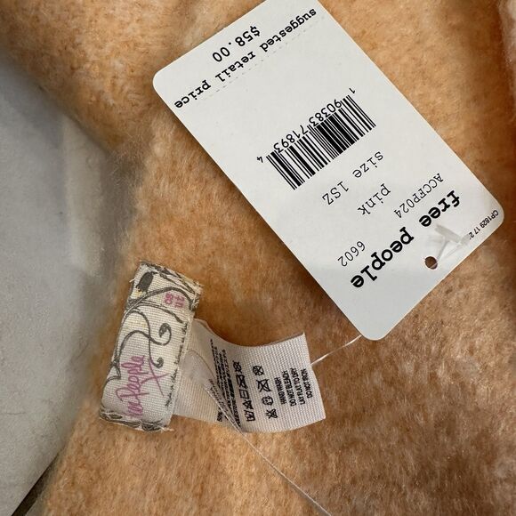 NEW Free People Kensington Herringbone Sherbet 🍊 Brushed Fringed Scarf Z400-3 - Picture 7 of 8